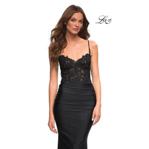 LA FEMME 30521 Sleek La Femme Lace-Corset Long Dress SZ 2